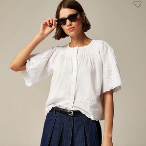J Crew Jolie top in eyelet cotton poplin CA974 NWT XS